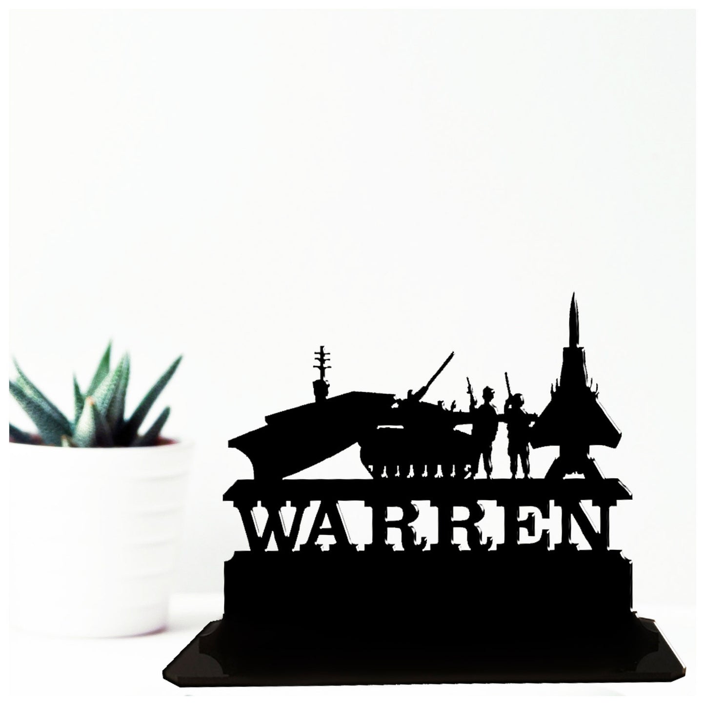 Acrylic personalised graduation gift ideas for someone going into the military. Standalone keepsake ornaments.
