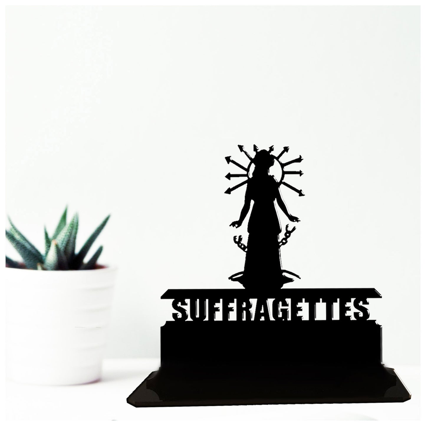 Acrylic personalized suffragette themed gifts. Standalone keepsake ornaments.