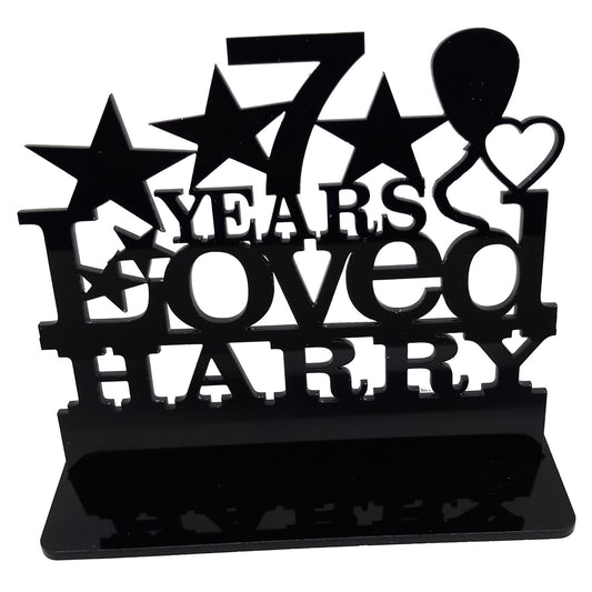Personalised 7th birthday gift Years Loved design theme.