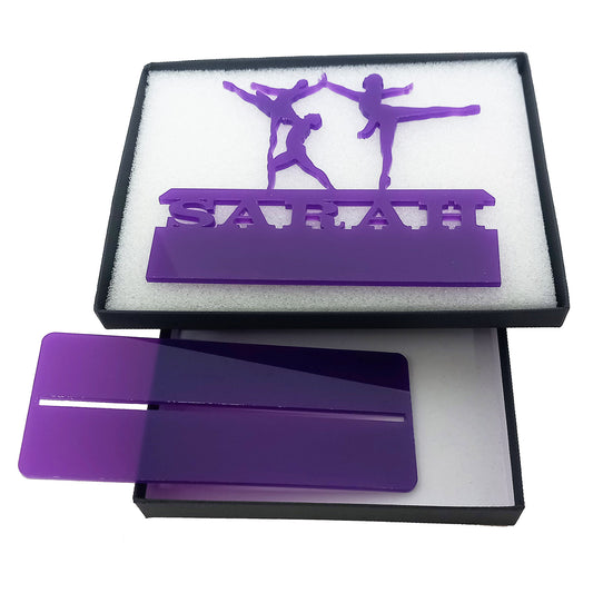 Personalised unique acrylic gifts for adult male ballet and female ballerina dancers and teachers. This standalone present is a keepsake ornament plaque.