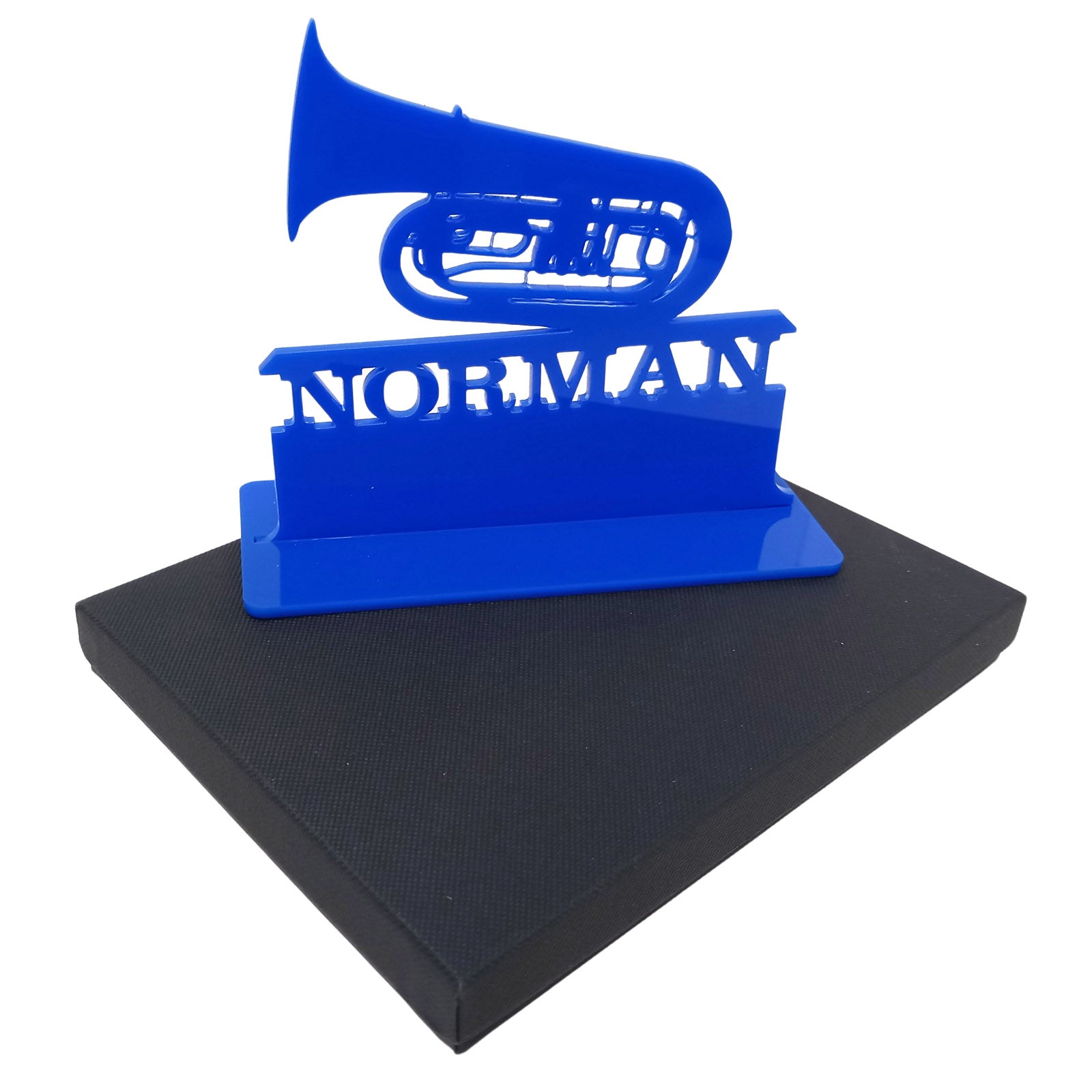 Acrylic personalised gift ideas for euphonium players. Standalone keepsake ornaments.