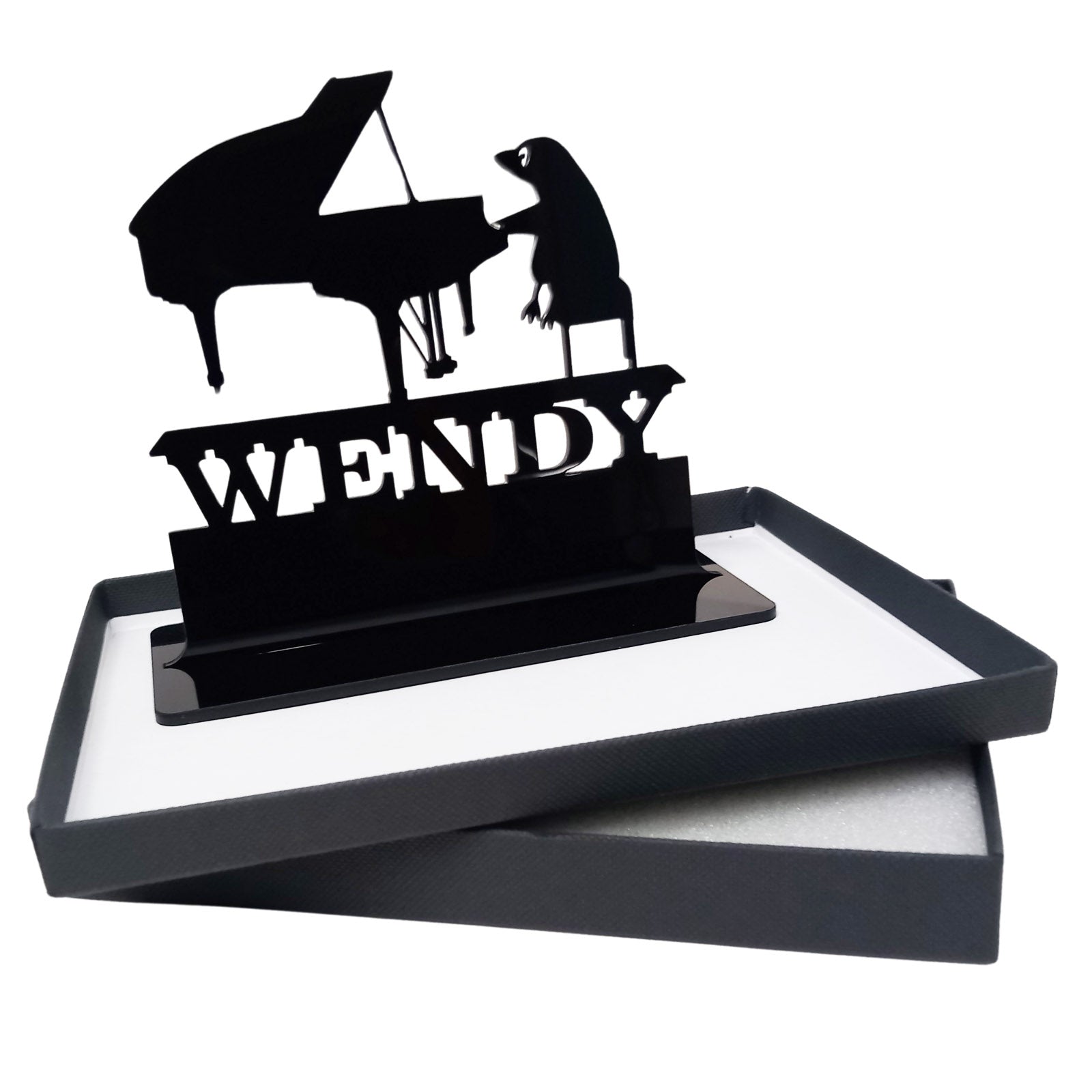 Acrylic personalised music themed funny gifts for pianists. Standalone keepsake ornaments.
