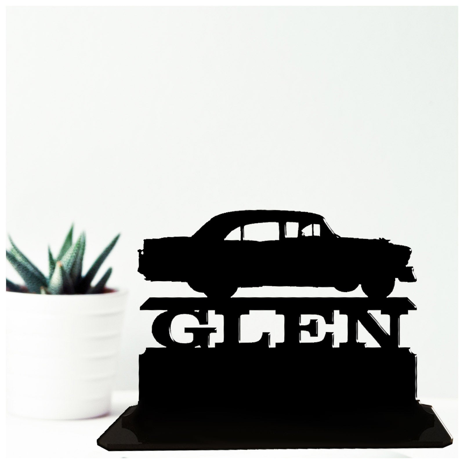 Acrylic personalised 1955 Bel Air gift ideas for vintage car collectors. Standalone keepsake ornaments.