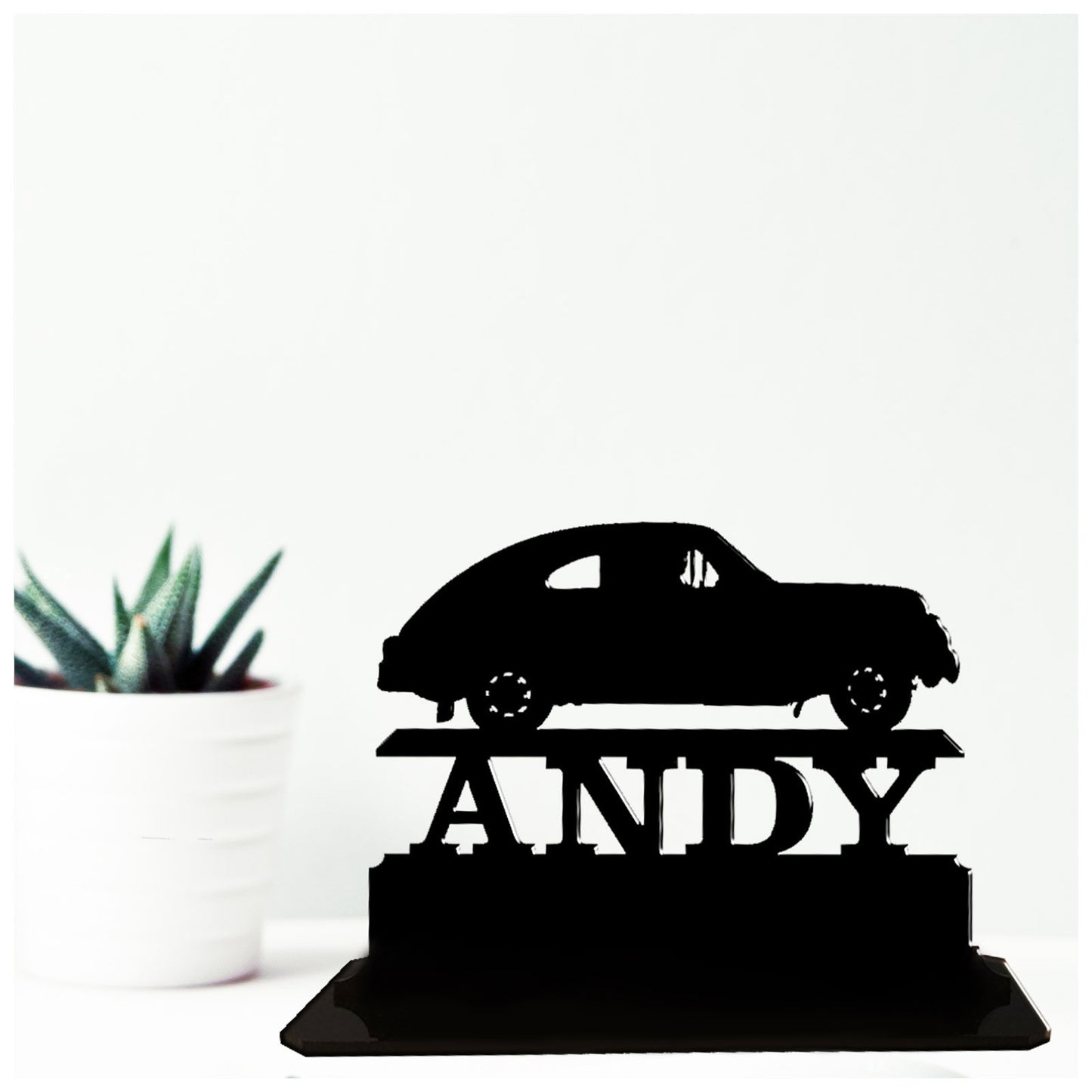 Acrylic personalised 40s classic car gift idea for collectors and enthusiasts. Standalone keepsake ornaments.