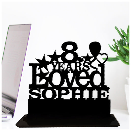 Personalised 8th birthday gift. Keepsake acrylic plaque.