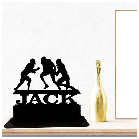 Personalised acrylic american football gift. This standalone present is an anniversary keepsake ornamental plaque.