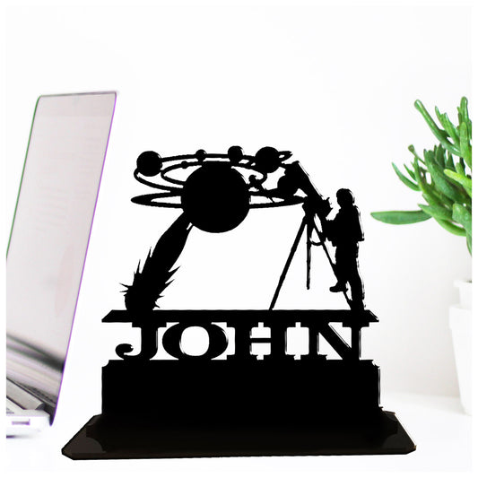 Personalised acrylic astronomy stargazing orbital planetary gift for him and her. This standalone present is keepsake ornamental plaque for archers.