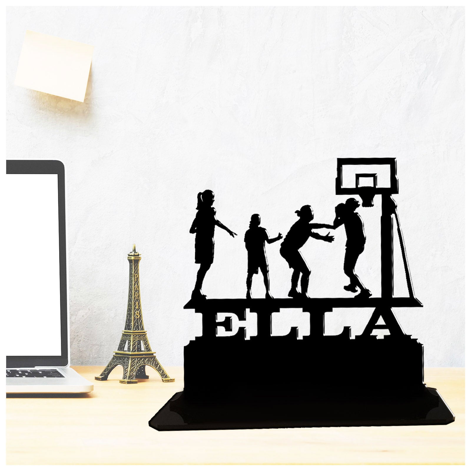 Personalised acrylic basketball female team players birthday gift for her. This standalone present is keepsake ornamental plaque.