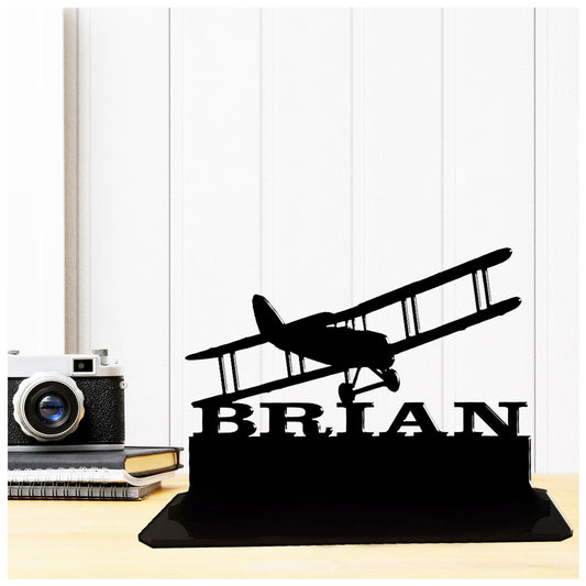 Acrylic personalized biplane ornament gift idea. Standalone keepsake ornaments.