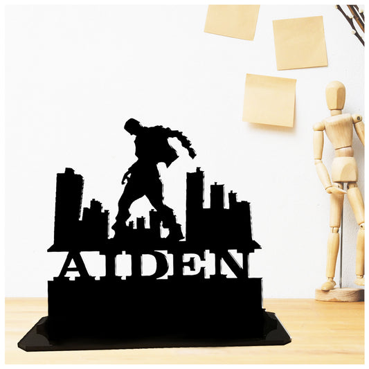 Acrylic personalized urban expression breakdance gift idea. Standalone keepsake ornaments.