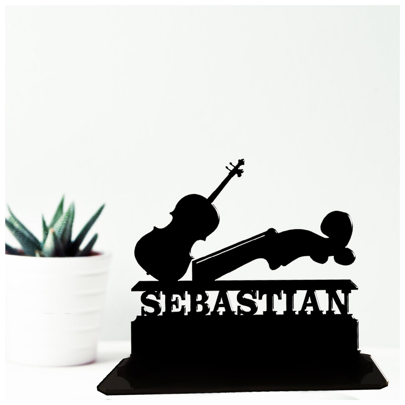 Acrylic personalised birthday best cellist gift ideas for cello players. Standalone keepsake ornaments.