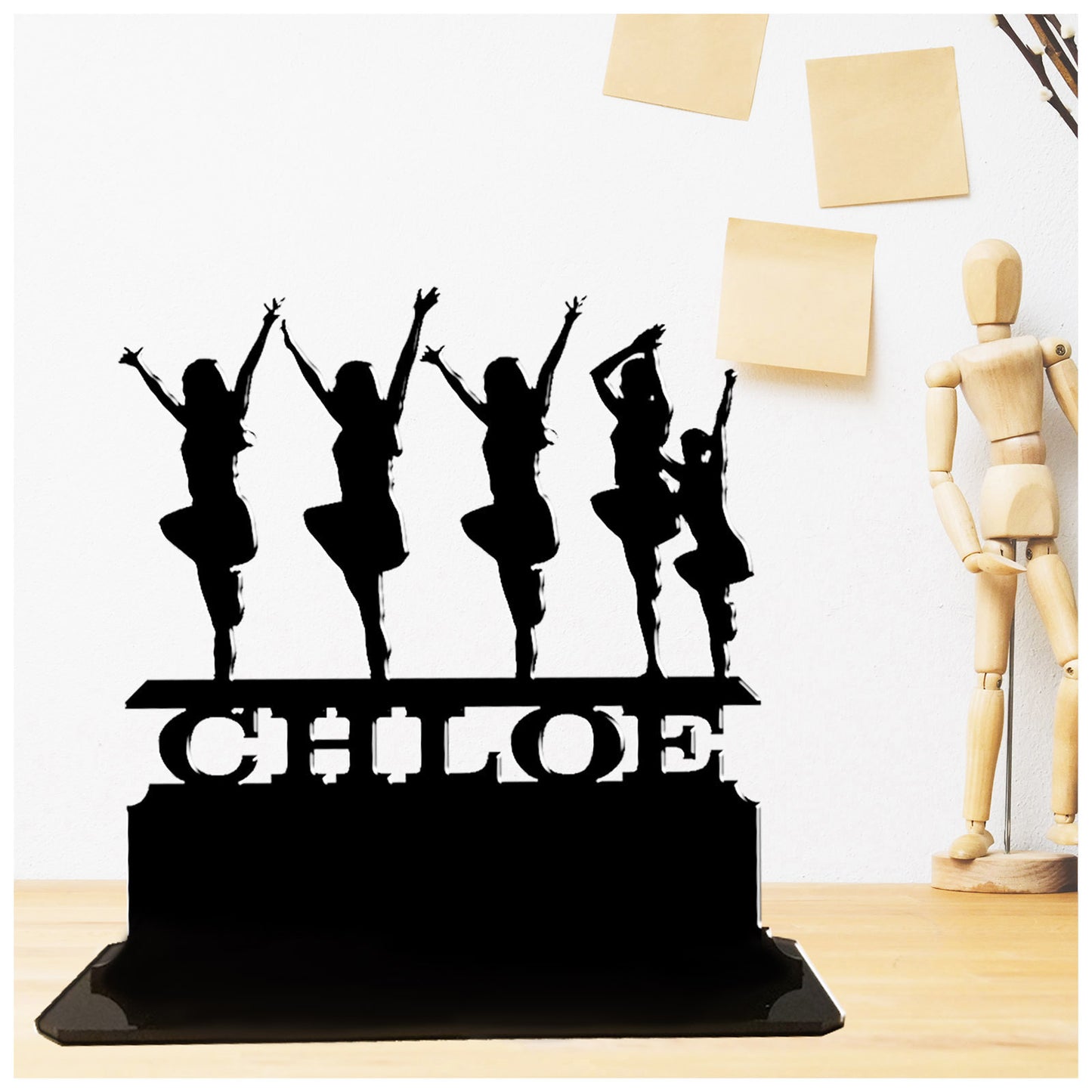 Acrylic personalized cheerleaders gift ideas. Standalone keepsake ornaments.