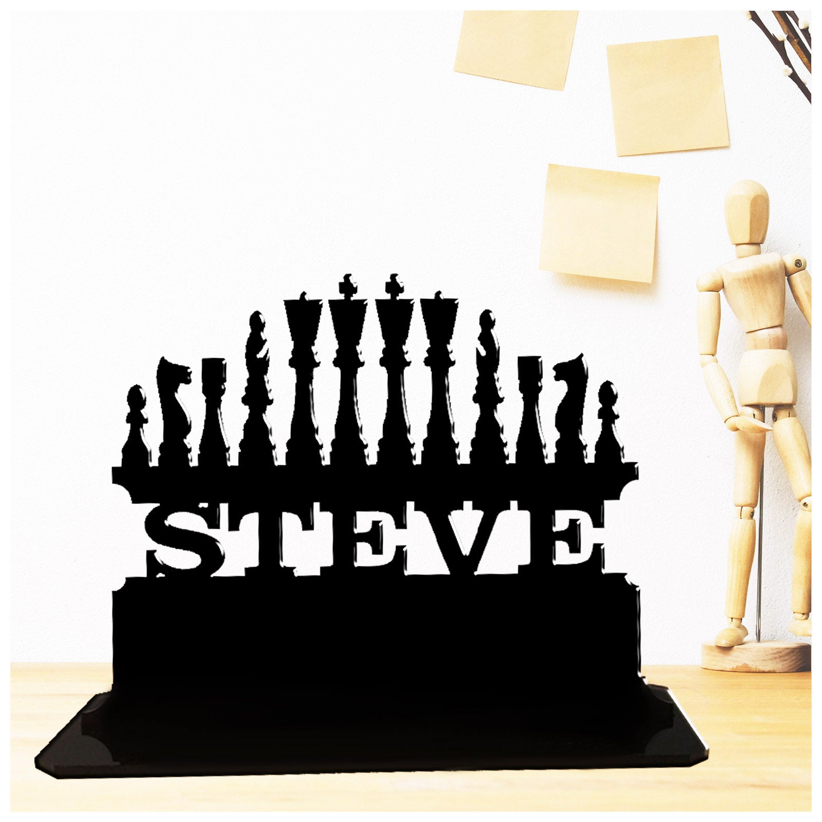 Personalised acrylic gifts for chess enthusiasts. This standalone present is a keepsake ornament plaque.