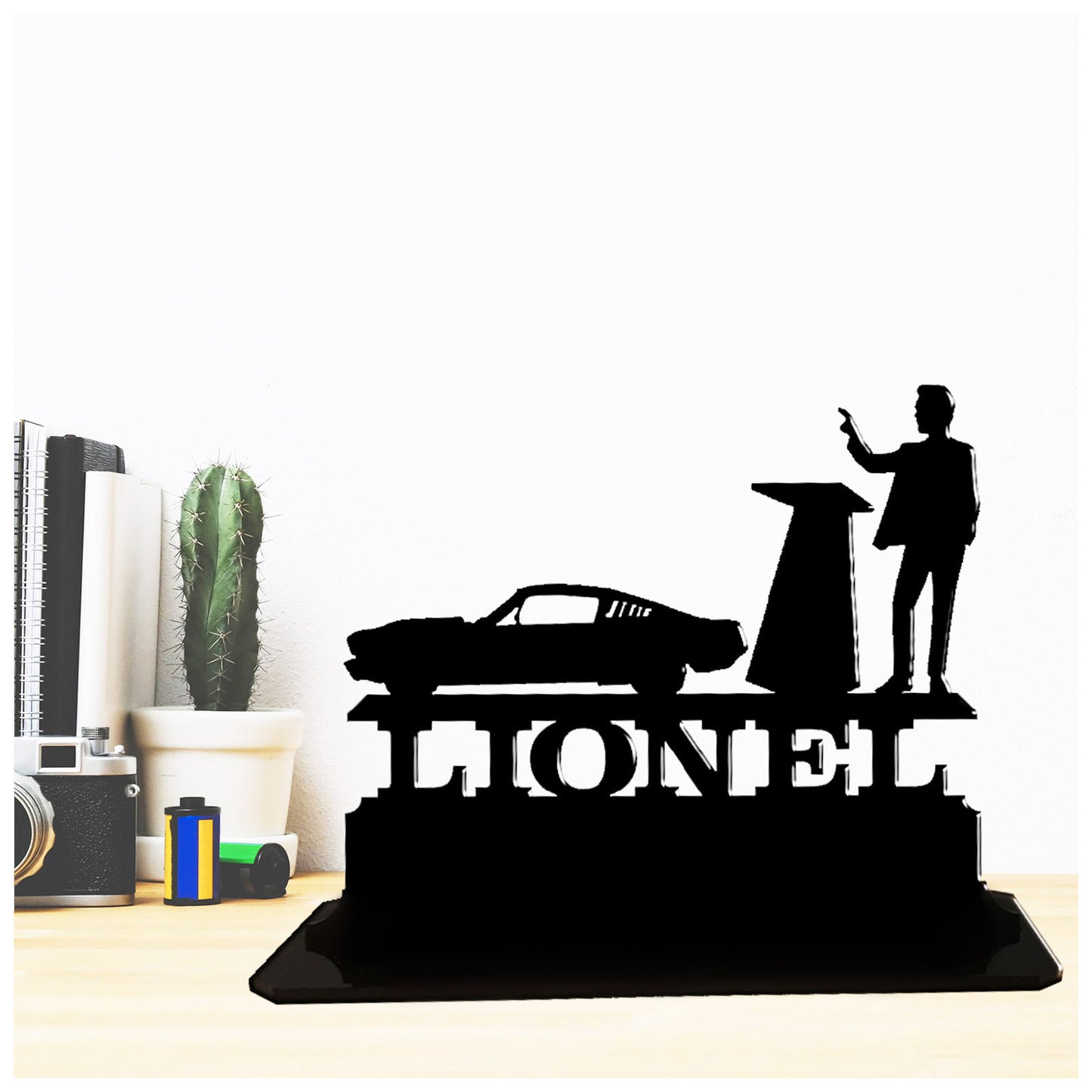 Acrylic unique personalised classic car auctioneer gift ideas. Standalone keepsake ornament.