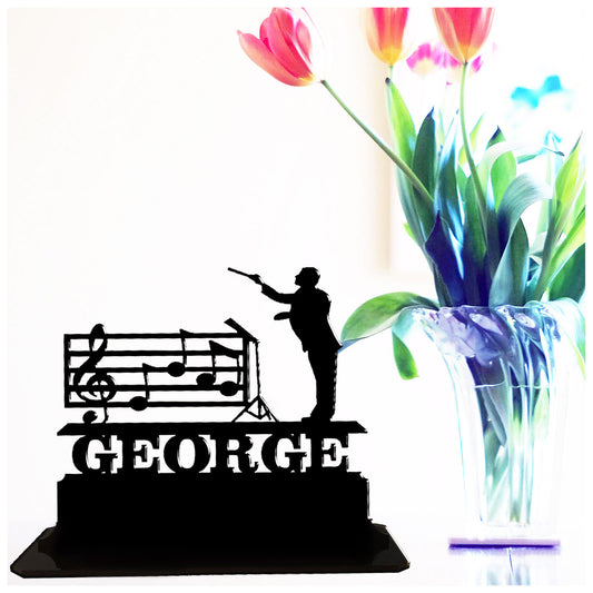 Acrylic personalised gift ideas for orchestra conductors. Standalone keepsake ornaments.