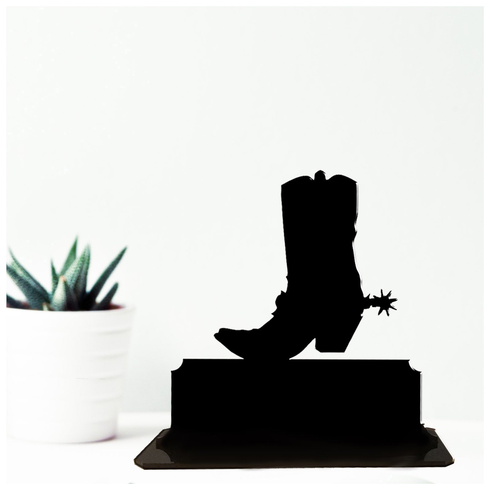 Acrylic personalized cowboy boots themed gift ideas. Standalone keepsake ornaments.