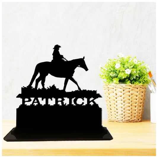 Acrylic personalized gift for cowboy boyfriend. Standalone keepsake ornaments.