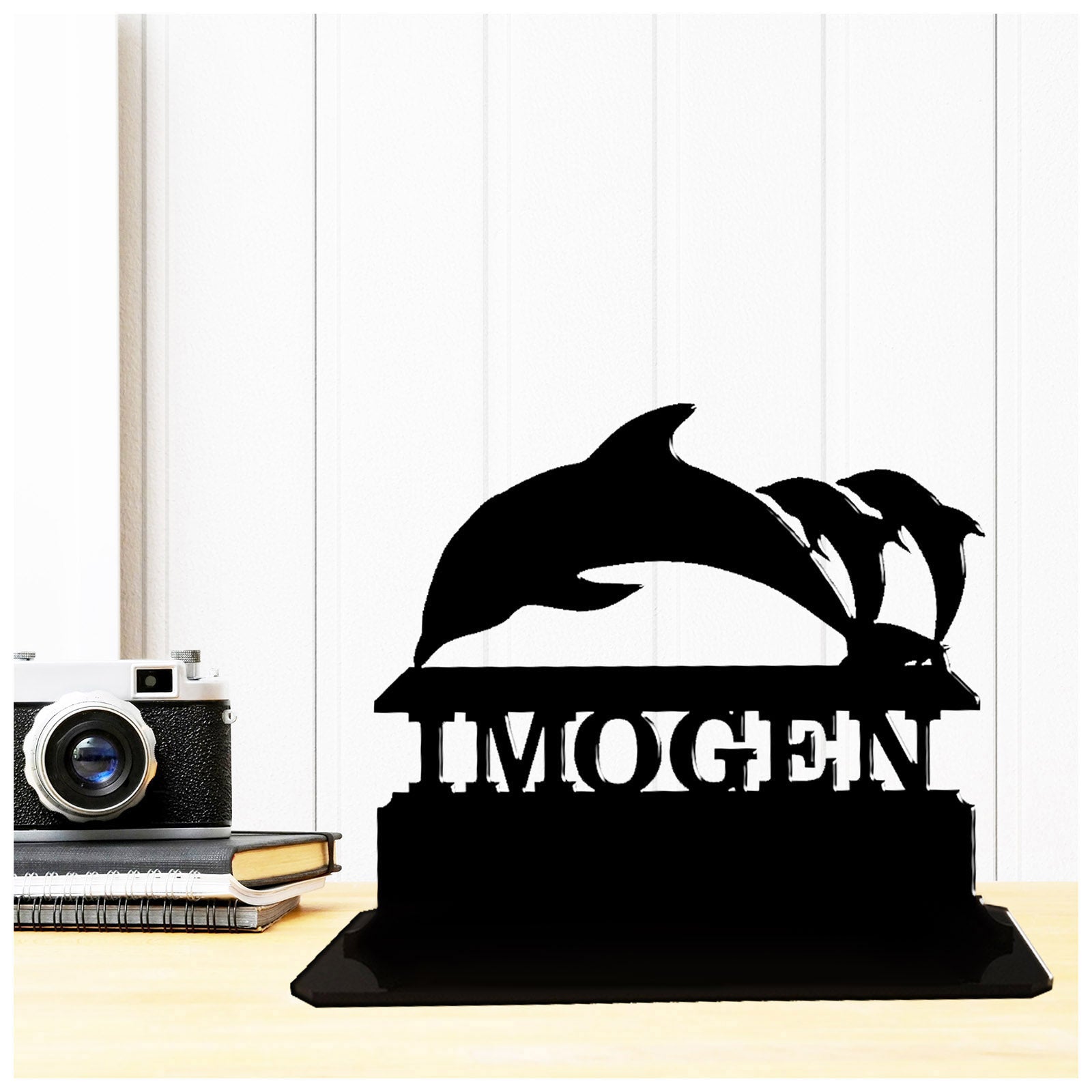 Acrylic personalized gift ideas for dolphin lovers. Standalone keepsake ornaments.