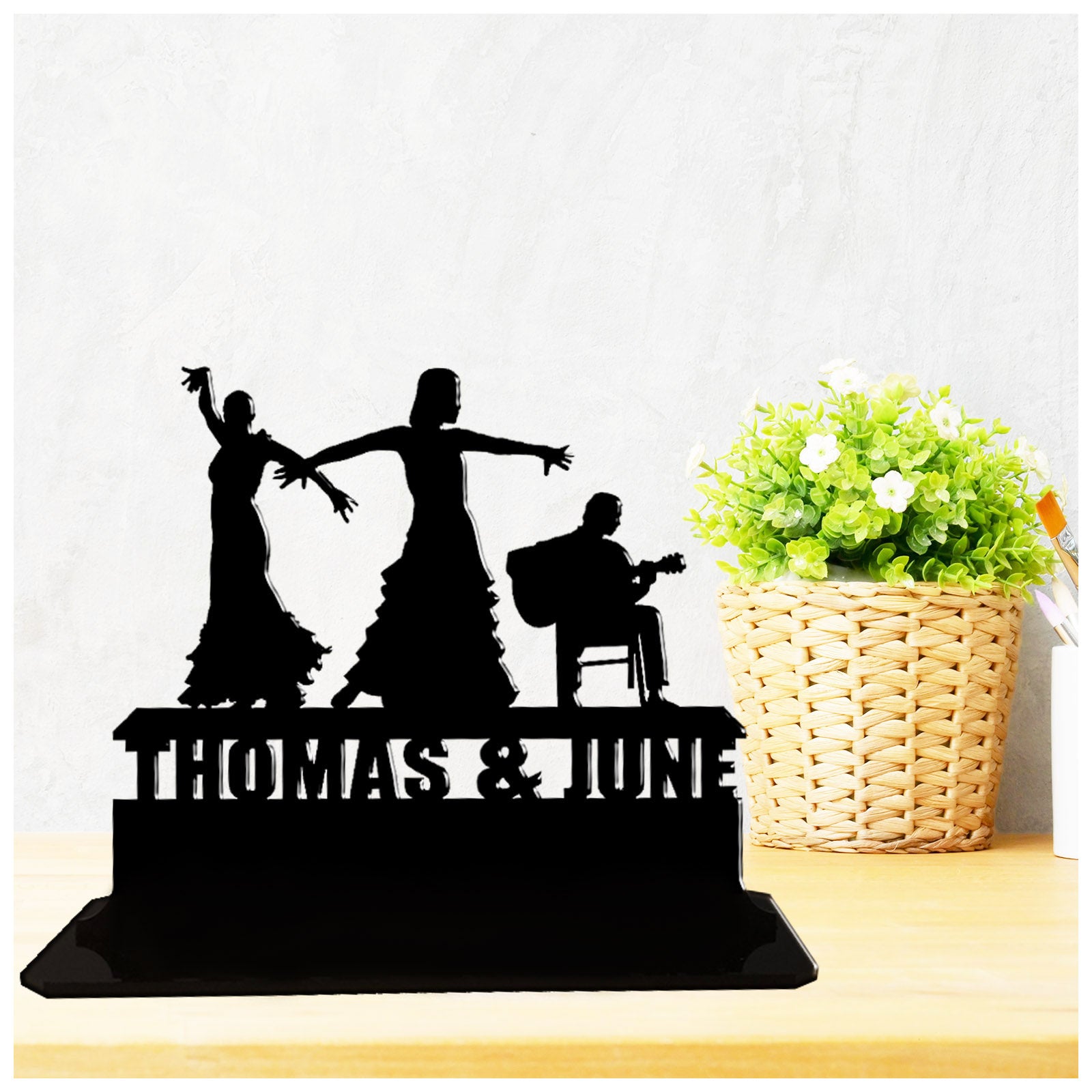 Acrylic personalized flamenco Spanish dance gift idea. Standalone keepsake ornaments.