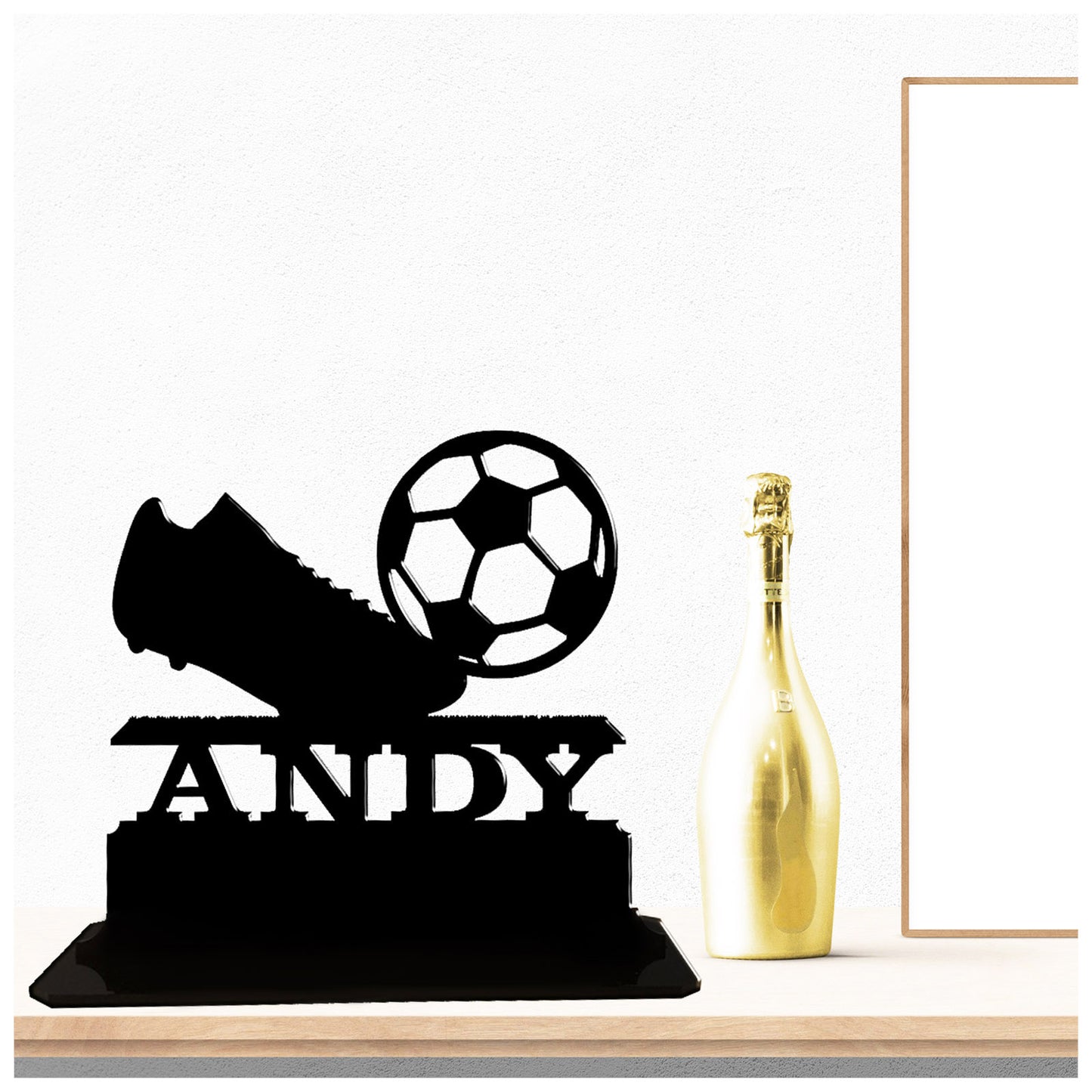 Personalised unique acrylic gifts for football coaches and managers. This standalone present is a keepsake ornament plaque.