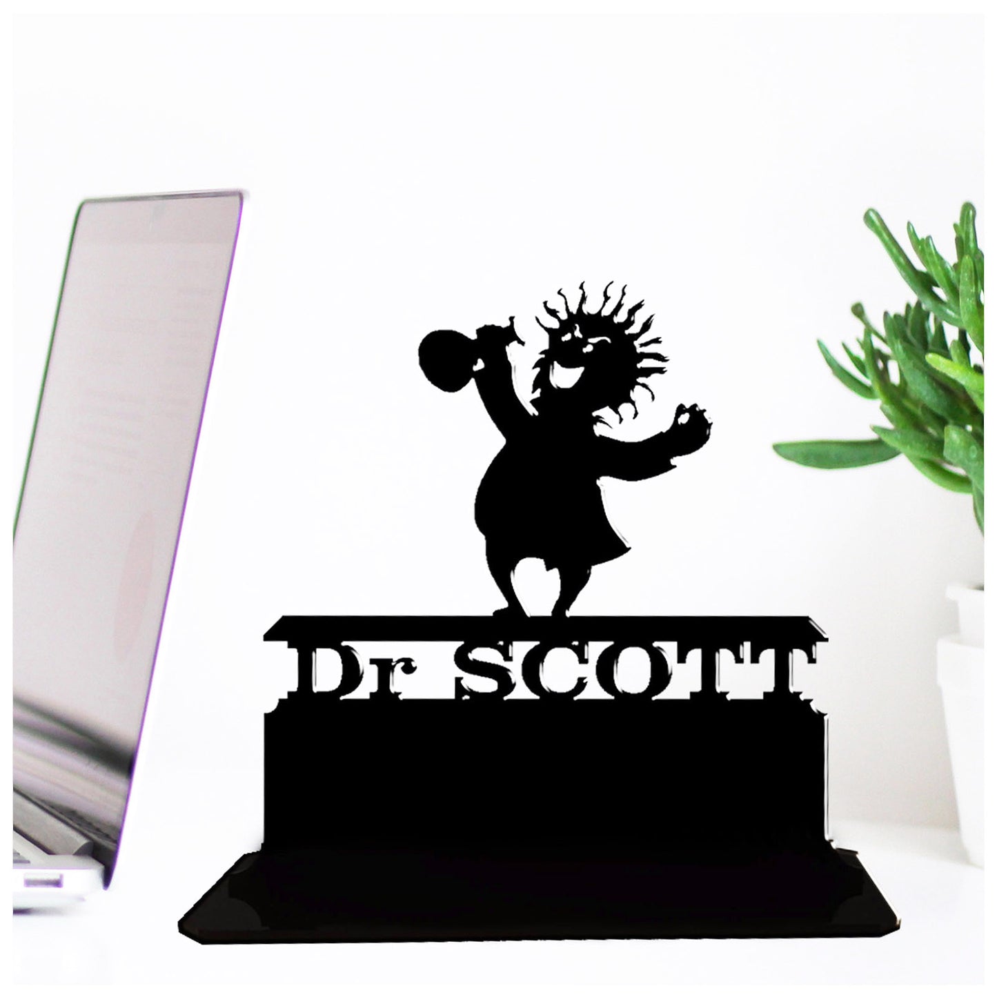 Acrylic personalized funny mad scientist gift idea. Standalone keepsake ornaments.