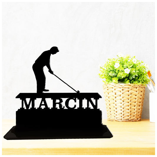 Personalised unique acrylic gift ideas for golf lovers. This standalone present is a keepsake ornament plaque.