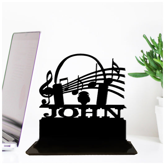 Acrylic personalized headphone themed gift ideas for music lovers. Standalone keepsake ornaments.