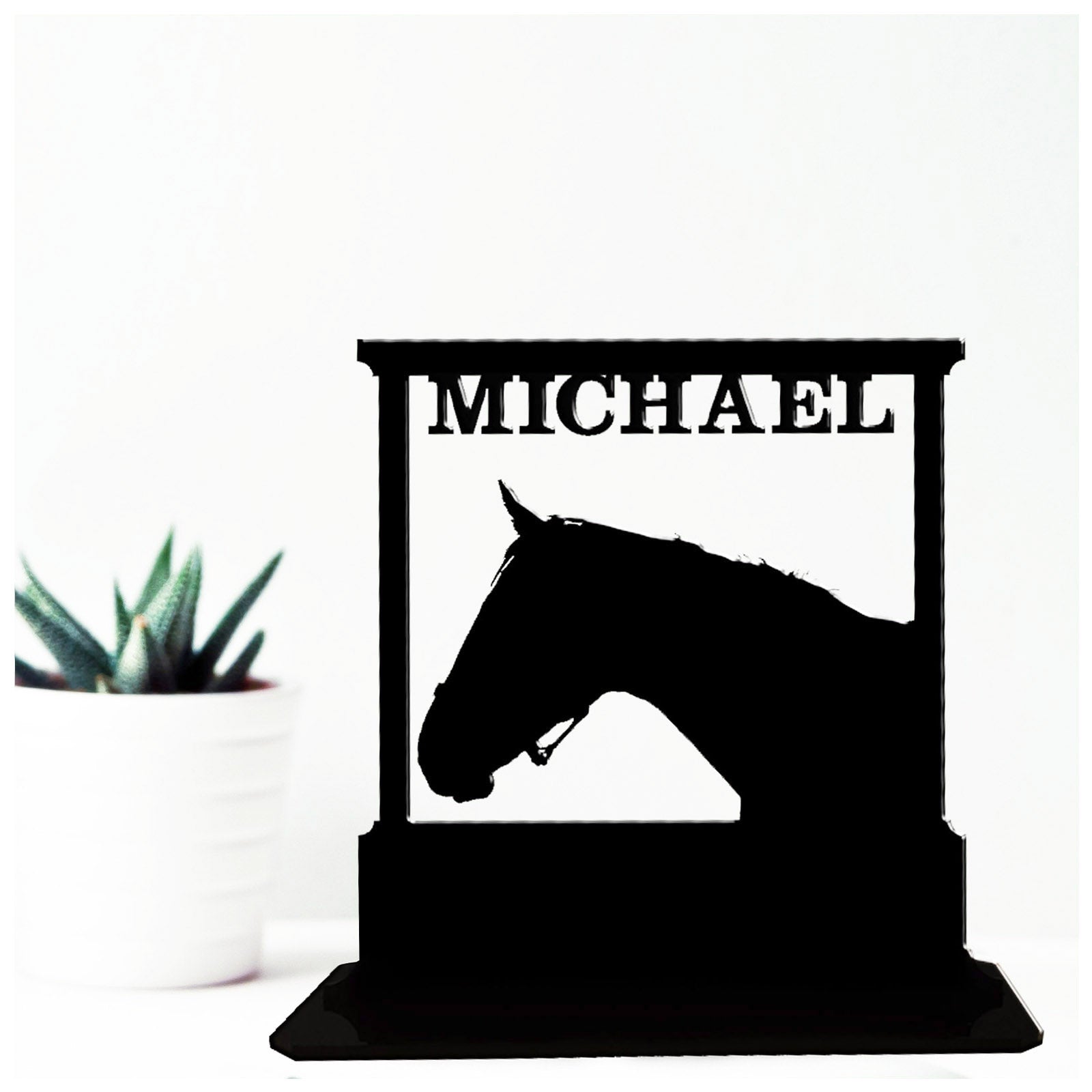 Acrylic personalized horse themed gift ideas for horse lovers. Standalone keepsake ornaments.