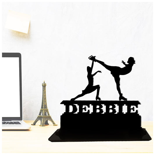 Personalised unique acrylic ice and figure skating . This standalone present is a keepsake ornament plaque.