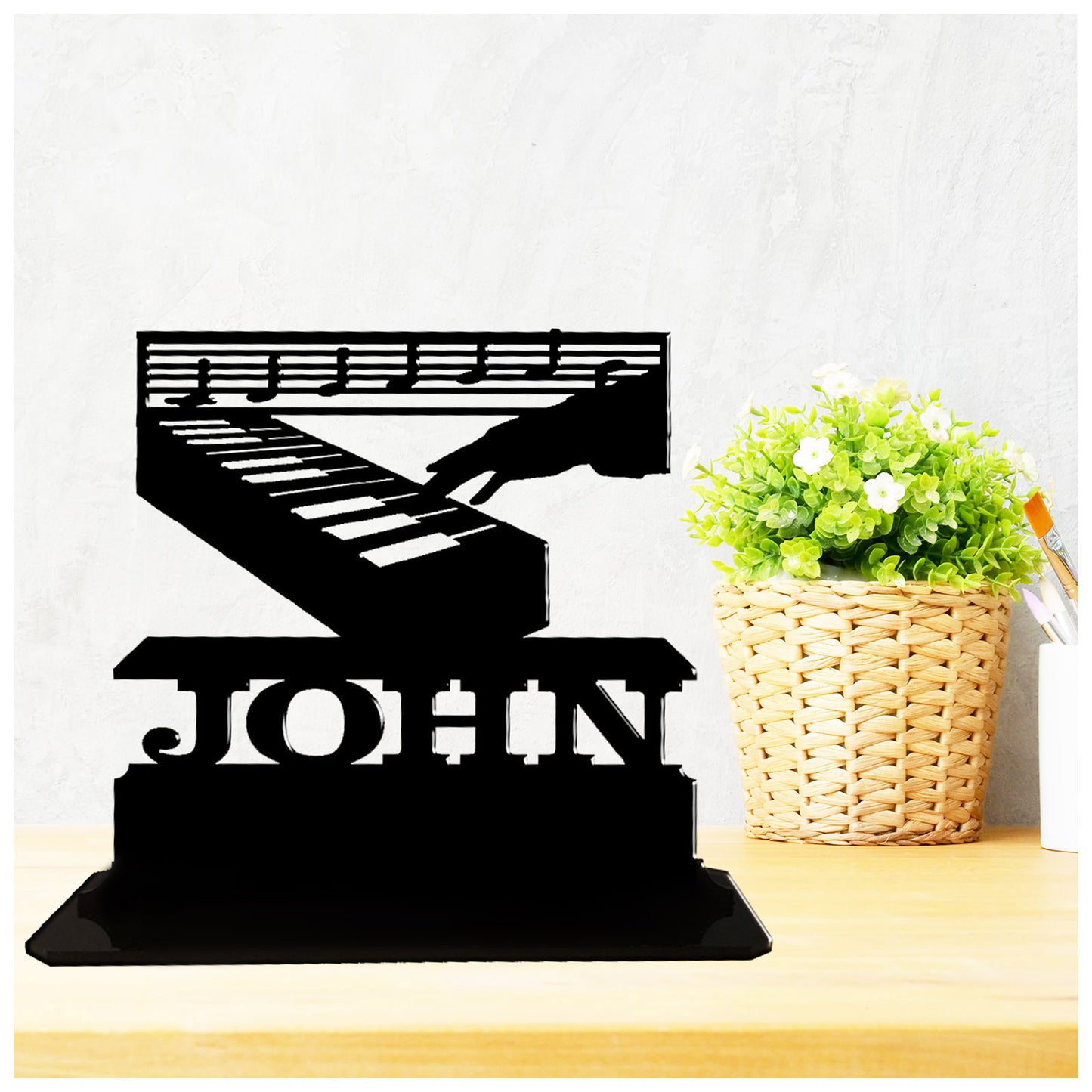 Acrylic personalised gift ideas for keyboard players. Standalone keepsake ornaments.