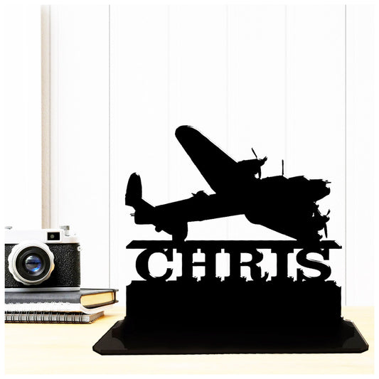 Acrylic personalised lancaster bomber gift ideas vintage air force memorabilia. Standalone keepsake ornaments.