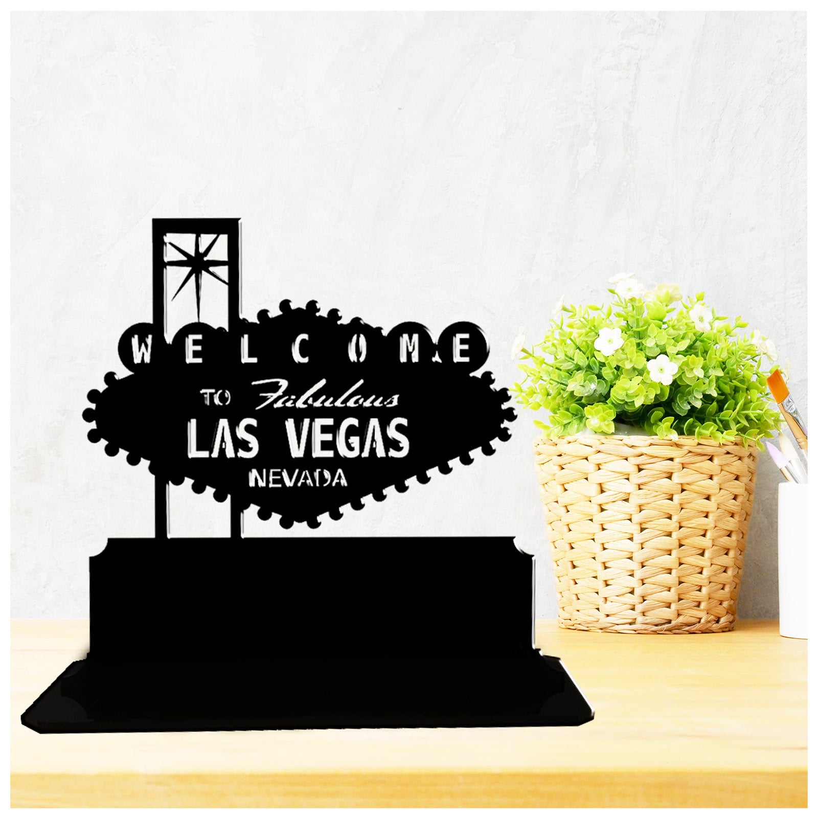 Acrylic personalized gifts for someone going to Las Vegas. Standalone keepsake ornaments.