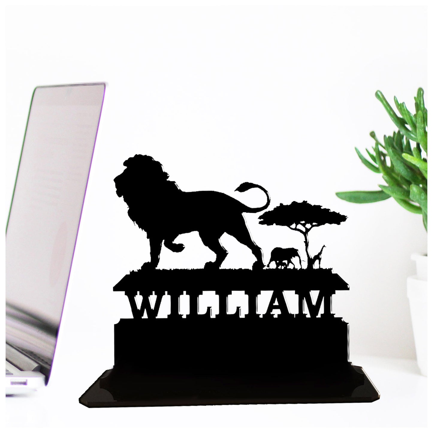 Acrylic personalized gift ideas for lion lovers. Standalone keepsake ornaments.