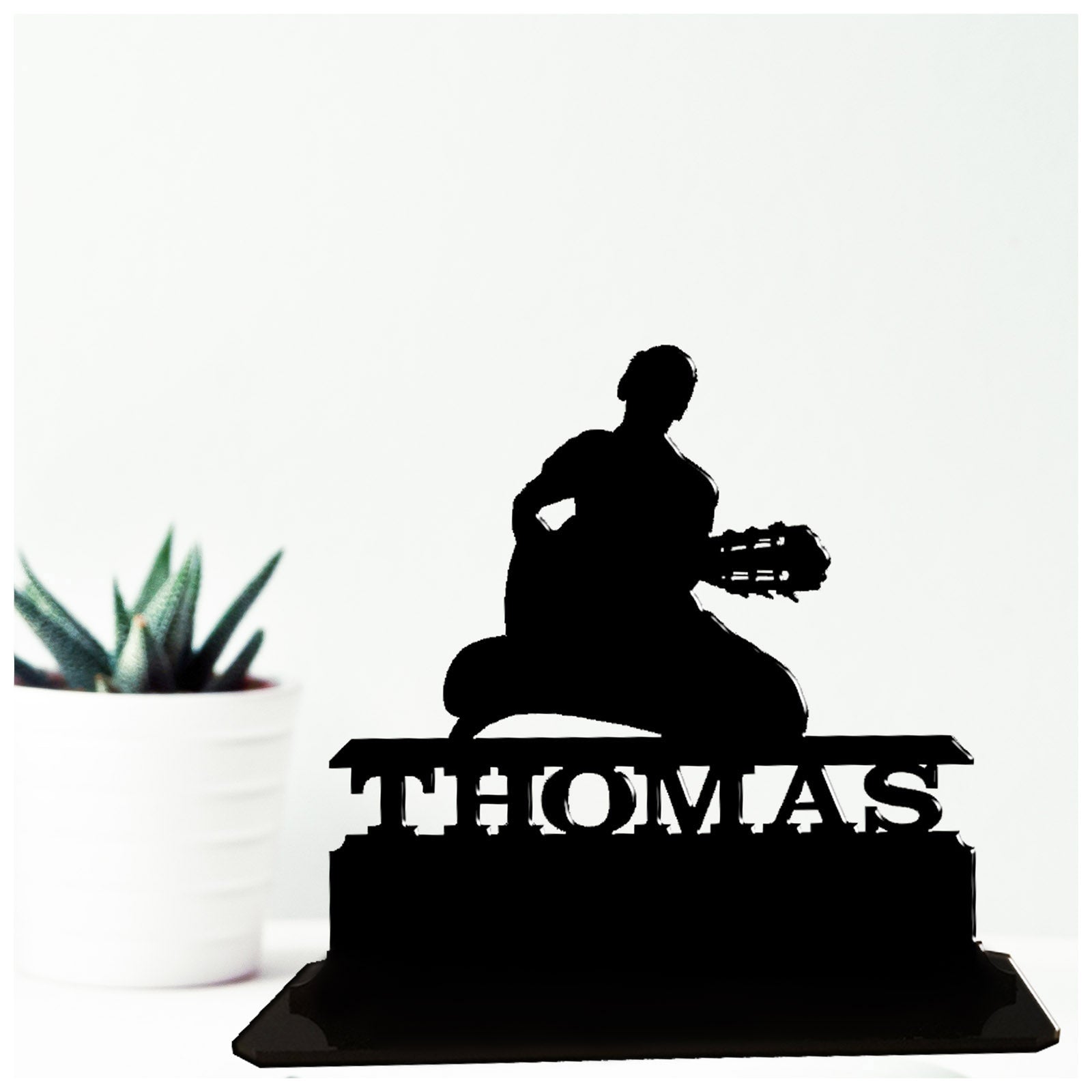 Acrylic personalised unique birthday gifts for guitar players including beginner, bass and acoustic guitar players. Standalone keepsake ornaments.