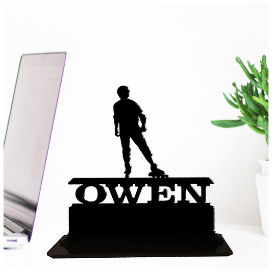 Personalised acrylic gift for male roller skaters keepsake ornament