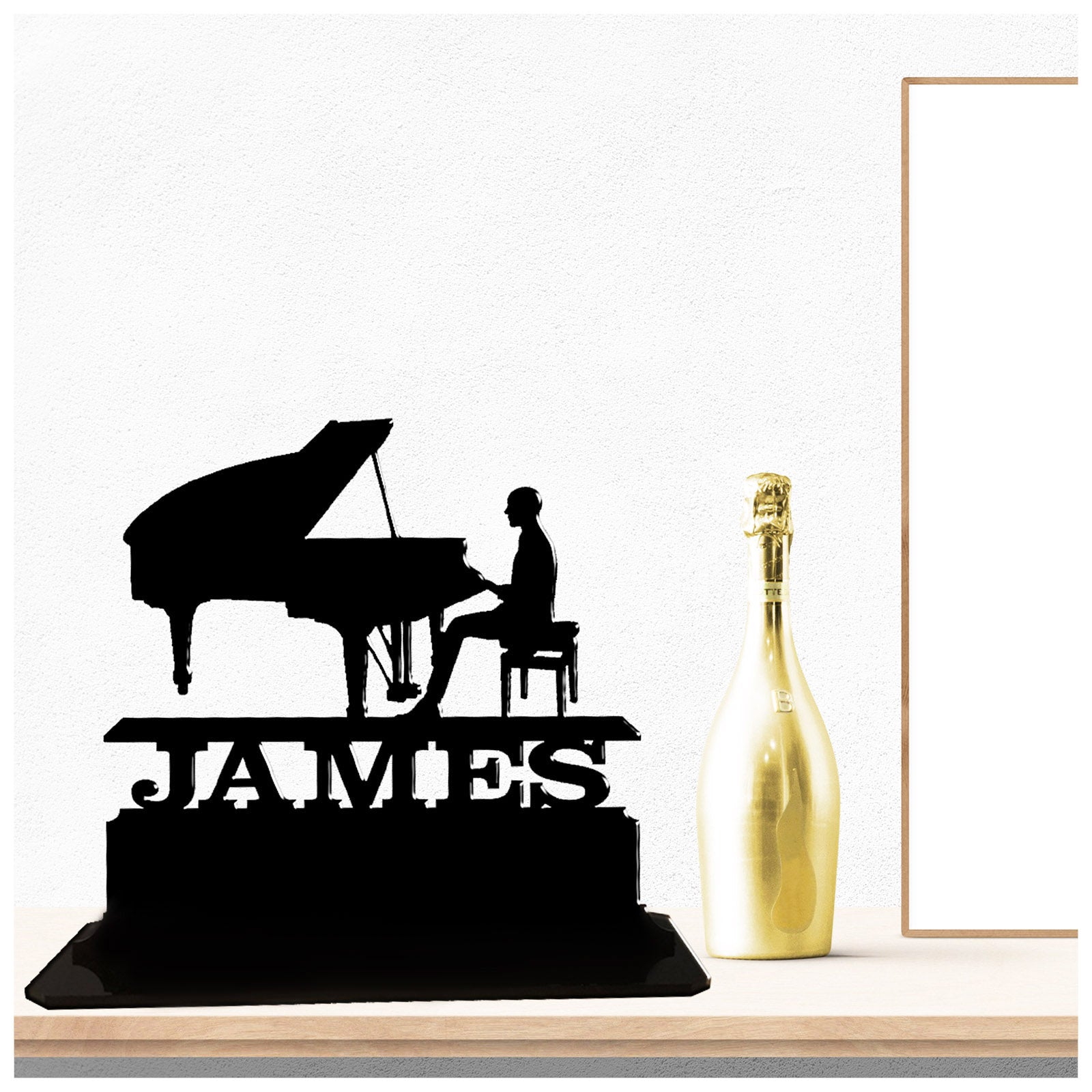 Acrylic personalised gift ideas for male piano players. Standalone keepsake ornaments.