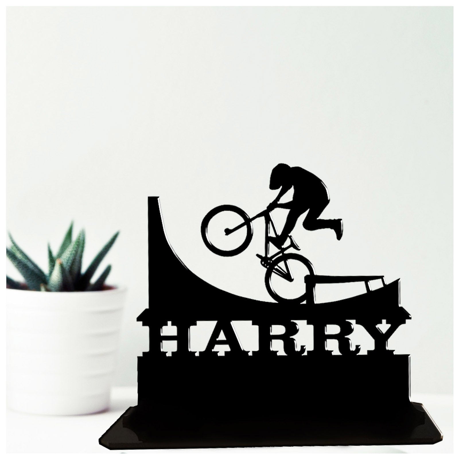 Personalised acrylic mountain bike backflip themed gifts for mountain bikers keepsake ornament