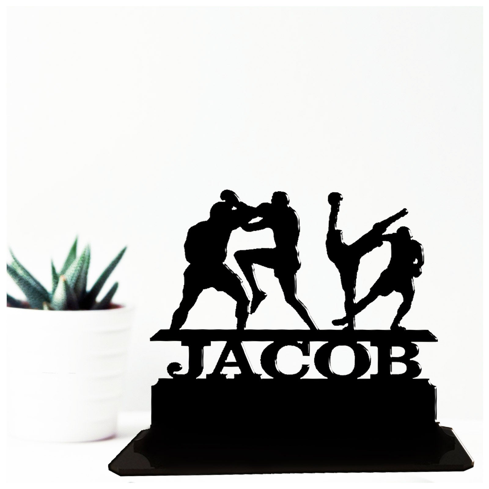Acrylic unique personalised thai boxing gifts for amateur and professional boxers. Standalone ornament.
