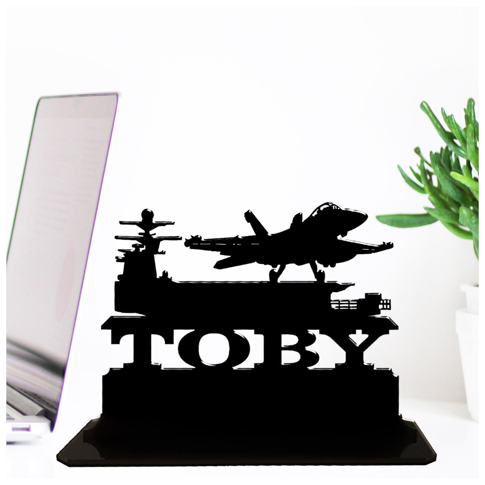 Acrylic personalised aircraft carrier borne naval aviator and navy pilot gift ideas. Standalone keepsake ornaments.