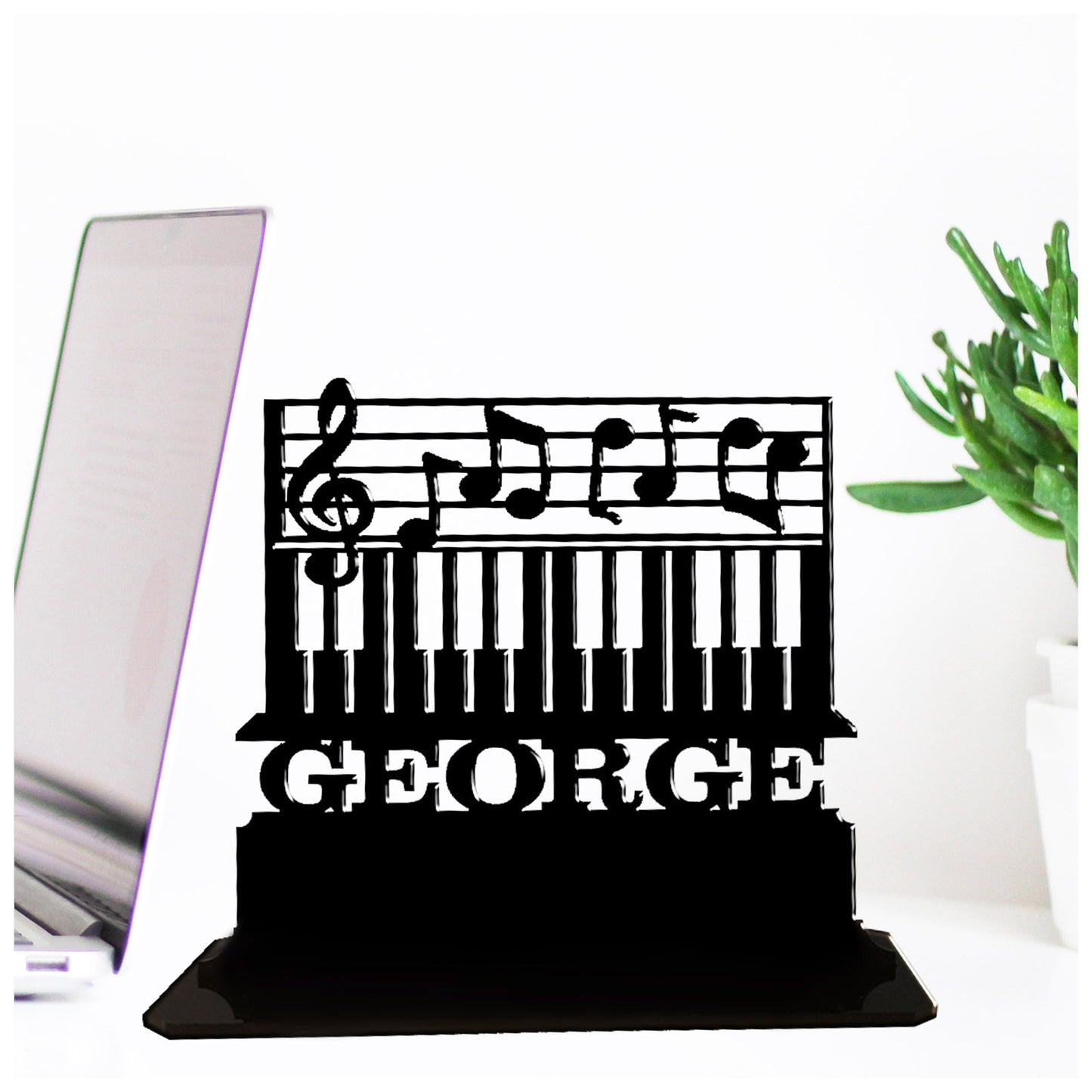 Acrylic personalised gift ideas for piano players. Standalone keepsake ornaments.