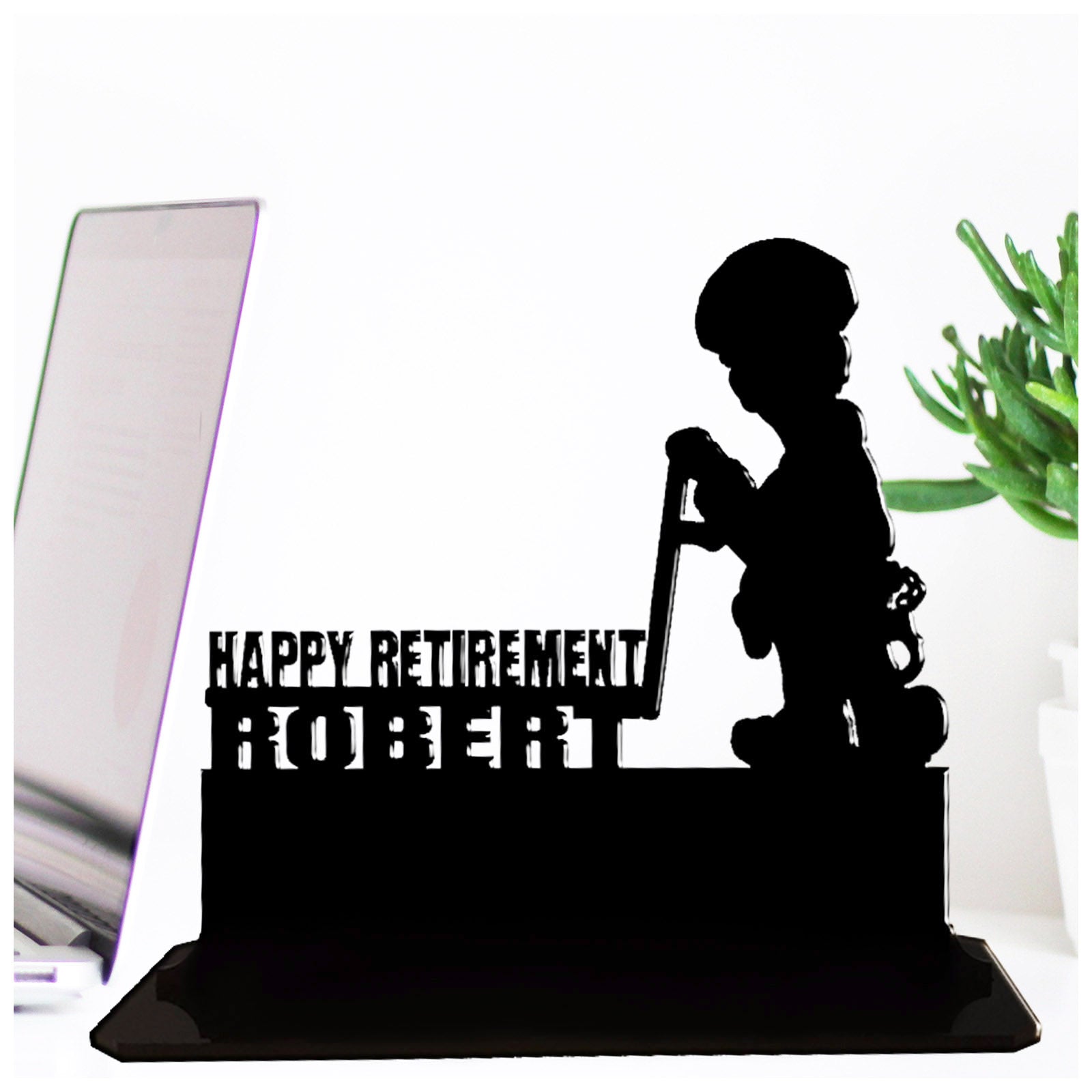 Acrylic personalised funny retirement gifts for police officers. Standalone keepsake ornaments.