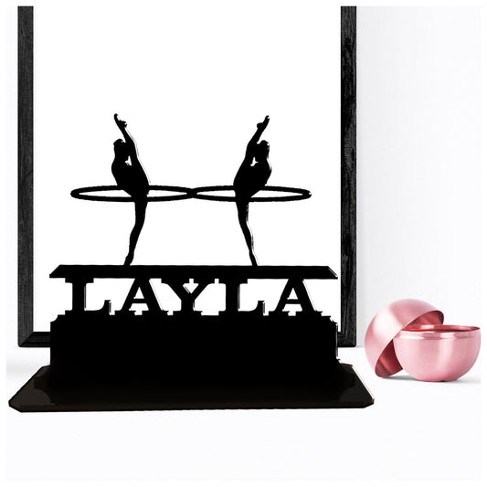 Acrylic unique personalised rhythmic gymnastics gifts ideas. Standalone gymnasts ornament keepsake present.