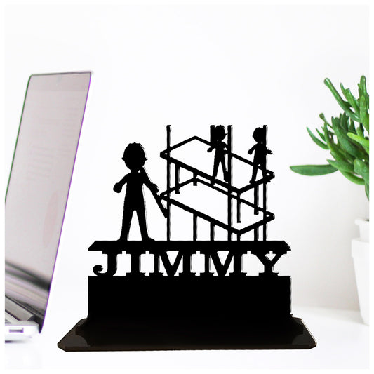 Acrylic personalised scaffolder gift ideas. Standalone keepsake ornaments.