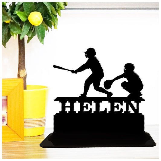 Acrylic unique personalised gifts for softball players team and players. Standalone ornament keepsake present.