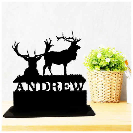 Acrylic personalized gift ideas for stag deer. Standalone keepsake ornaments.