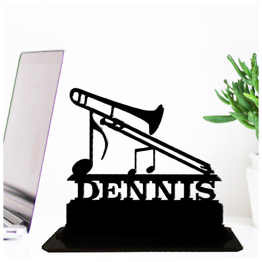 Acrylic personalised best gift ideas for trombonists trombone players. Standalone keepsake ornaments.