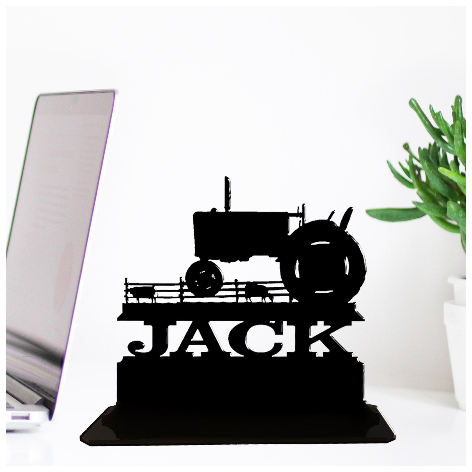 Acrylic personalized vintage tractor gift ideas. Standalone keepsake ornaments.