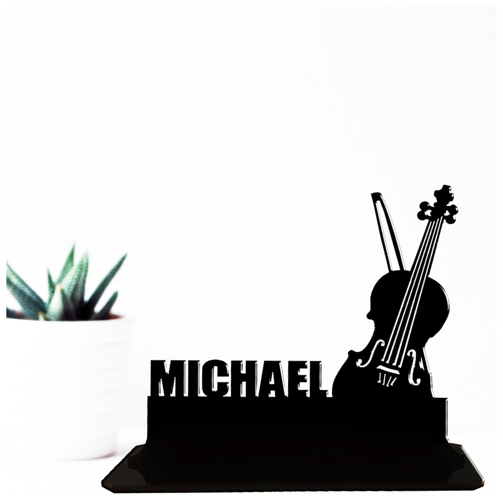 Acrylic personalised best gift ideas for violin players students and teachers. Standalone keepsake ornaments.