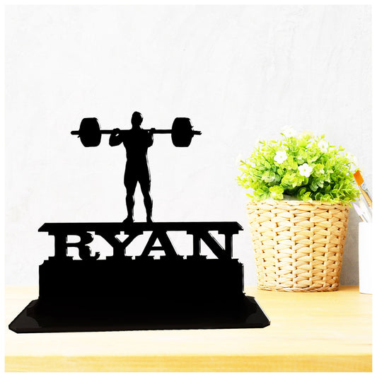 Acrylic unique personalised best gifts ideas for weightlifters. Standalone ornament.