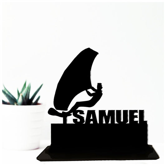 Acrylic unique personalised wing surfing theme gift ideas for him. Standalone ornament.